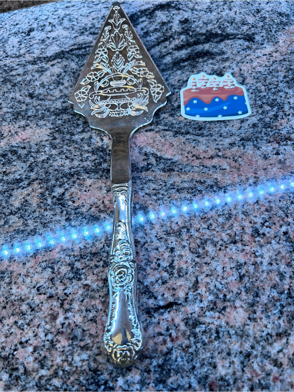 Vintage Ornate Silver Plated Cake Server with Floral Engraving, 12 inch